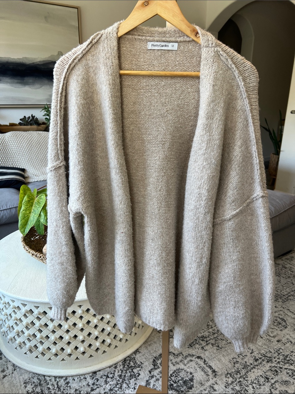 Pretty Garden Taupe Open-Front Knit Cardigan
